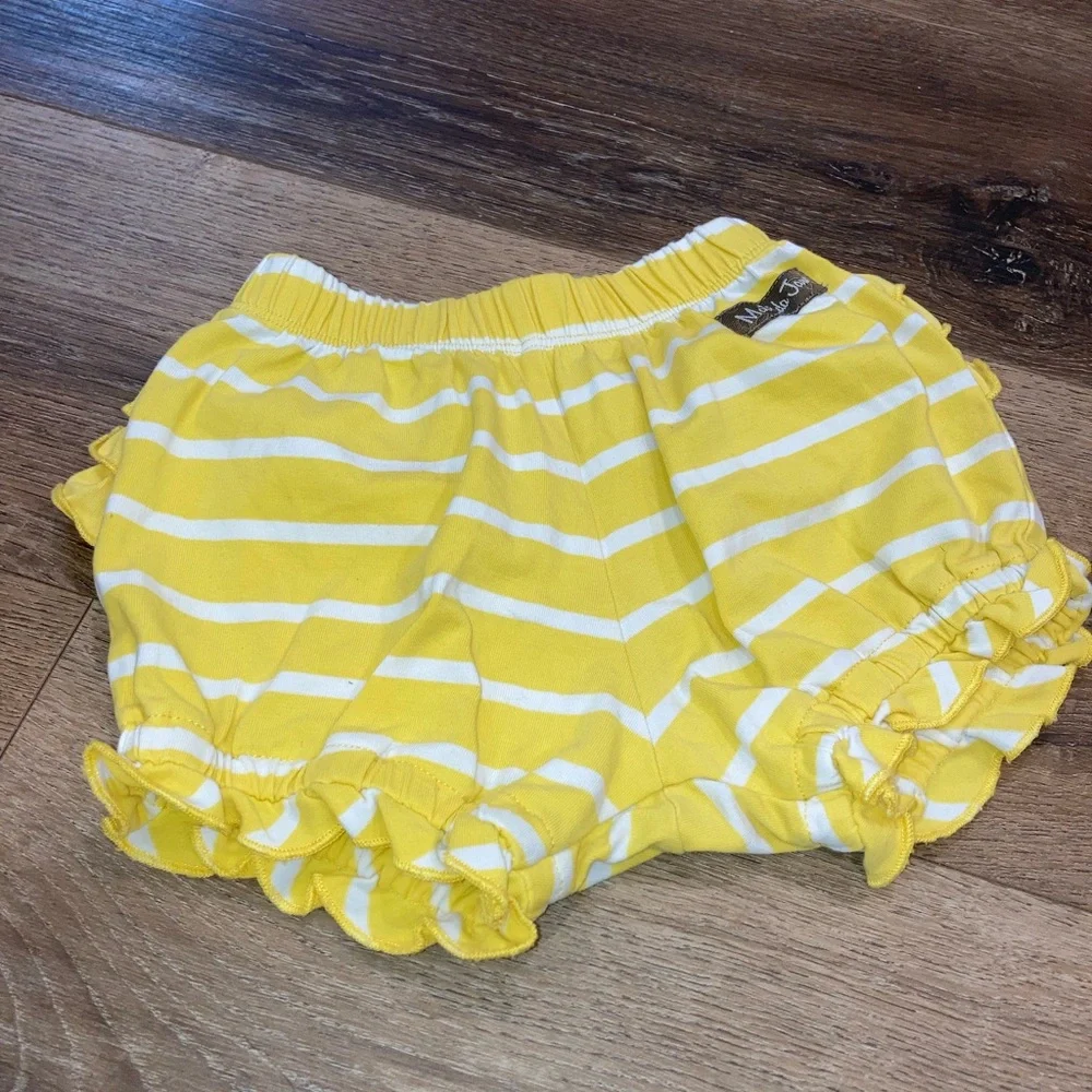 Matilda Jane Yellow & White Stripe Bloomers Ruffles Diaper Cover 18-24m